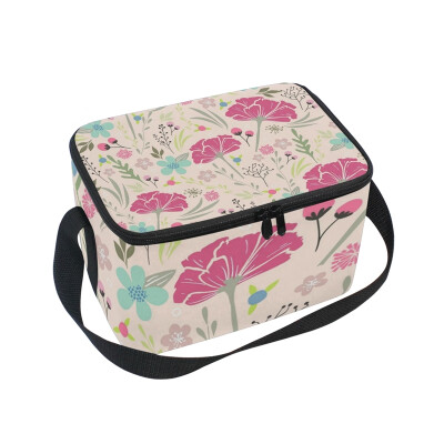 

ALAZA Insulated Lunch Box Flower Bushes Lunch Bag for Men Women Portable Tote Bag Cooler Bag