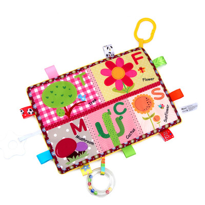 

Baby Security Blanket With Teether Multifunctional Embossed Tag Blanket Soothing Towel Soft Blankie Crib Hanging Acivity Toys Vege