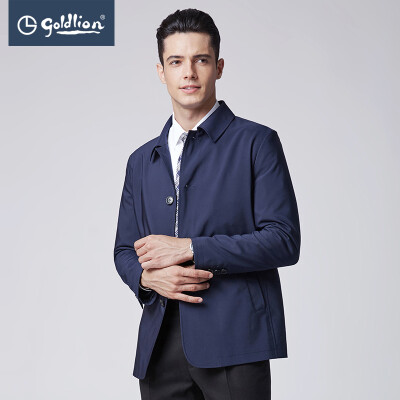 

Goldlion 2019 spring new mens windproof stiff collar lapel business casual jacket coat hidden blue