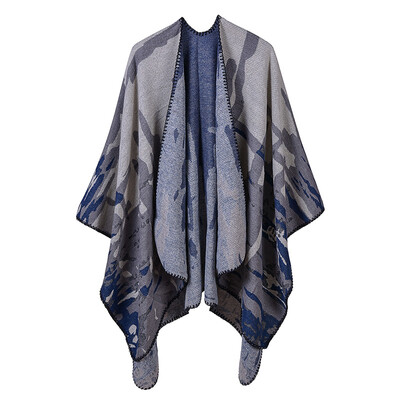 

Women Shawl Poncho Faux Cashmere Colorblock Camouflage Drape Long Oversized Warm Elegant Knitted Cape
