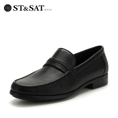 

Saturday Mens Shoes ST&SAT Cow Leather Light Breathable Business Dad Shoes SS81125414 Black 41