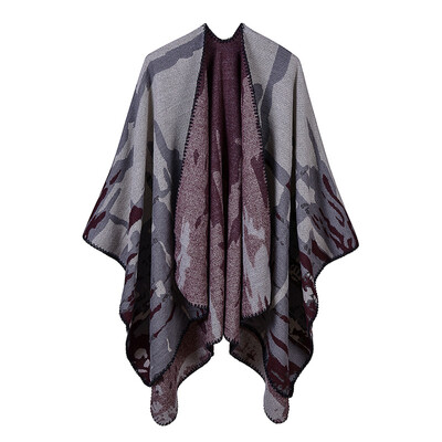 

Women Shawl Poncho Faux Cashmere Colorblock Camouflage Drape Long Oversized Warm Elegant Knitted Cape