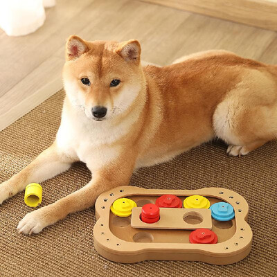 

Food Treated Wooden Toy Dog Seek-A-Treat Puzzle IQ Training Toy Bone Shape Educational Games Plate Toy for Dog Puppy