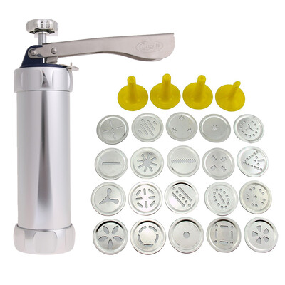 

25Pcs Aluminium Alloy Press Machine Biscuit Making Pump Multi Pattern Cookie Biscuits Maker Cookies Mold Extruder Kitchen Cake Dec