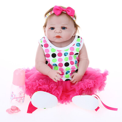 

22inch 55cm Reborn Baby Doll Girl Full Silicone Princess Doll Baby Bath Toy With Clothes Lifelike Cute Gifts Toy Colorful