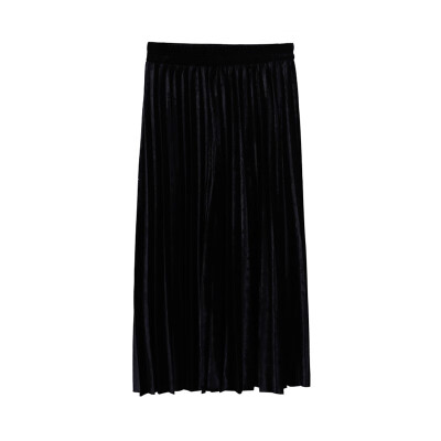 

Qiu dong is pure color render joker velvet pleated skirts