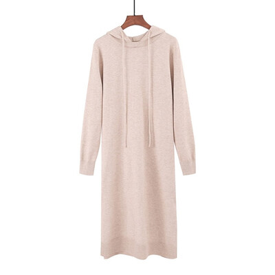 

Autumn&winter womens new hooded sweater loose dress in the long sweater
