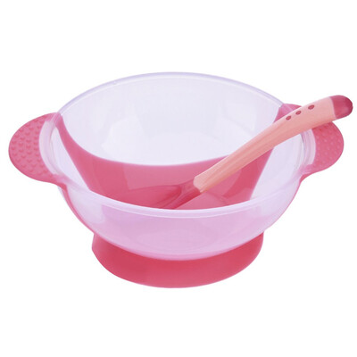 

Baby Feeding Training Bowl Temperature Sensing Spoon Suction Cup Tableware Set