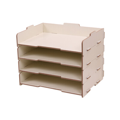 

Wood Desk File Organizer Document Holder Letter Tray 4 Layers for Office School Home Use