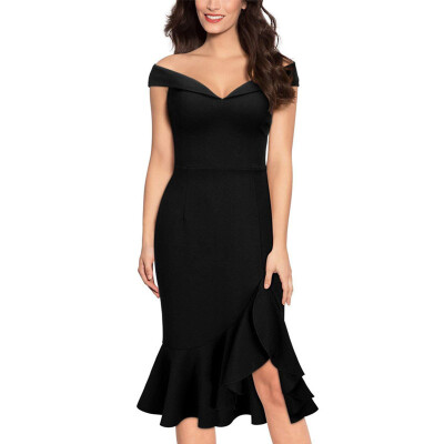 

New Dress Sexy V-neck Strapless Irregular Fishtail Skirt