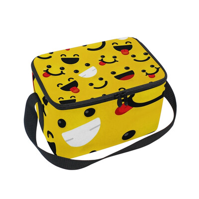 

ALAZA Insulated Lunch Box Smile Face Lunch Bag for Men Women Portable Tote Bag Cooler Bag
