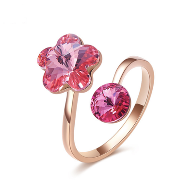 

Bright Shining Sparkling 925 Sterling Silver Beautiful Flowers Ring for Women Girls Made with Swarovski Crystals Jewelry Sets Gift