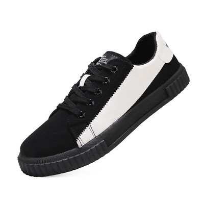 

Mens low-top canvas shoes Korean fashion breathable sneakers laced flat-soled casual shoes