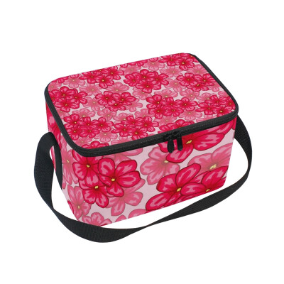 

ALAZA Lunch Box Insulated Pink Flowers Daisy Lunch Bag Large Cooler Tote Bagfor Men Women