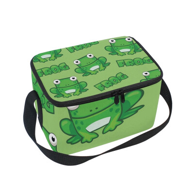 

ALAZA Insulated Lunch Box Square Frog Lunch Bag for Men Women Portable Tote Bag Cooler Bag