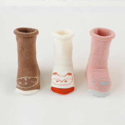 

Winter baby socks thick silk socks cotton material non-slip three pairs of stockings