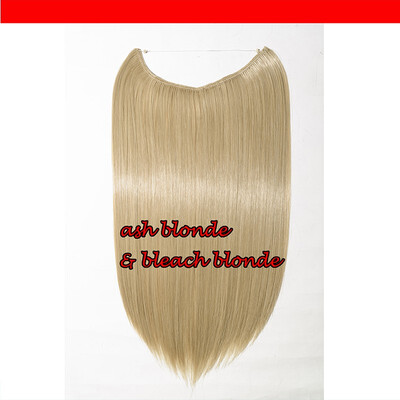 

Miracle Invisible Hidden Wire Hair Extensions 20" Long Ombre Hairpieces Wavy Curly Heat Resistant Synthetic Fiber Translucent