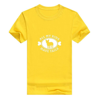 

French Bulldog Gift All My Kids Have Tails Frenchie Premium Mans t-ShirtLargeYellow