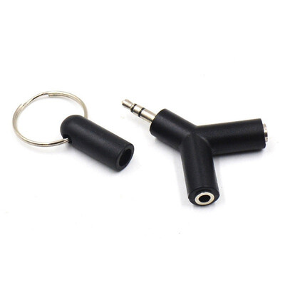 

35mm Y Shape Stereo Jack Audio Headset Connector Adapter Keyring Splitter for iPhone 6 5 Android PC MP3
