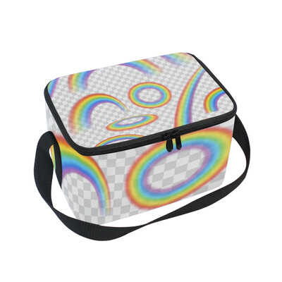 

Lunch Box Insulated Lunch Bag Large Cooler Rainbow With Different Shape Tote Bagfor Kids Men Women