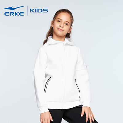 

Hongxing Erke ERKE childrens clothing jacket girls cardigan hooded sweater sports shirt wild casual jacket 64219114001 white 140