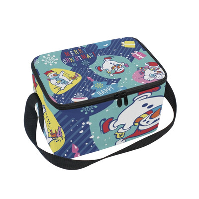 

ALAZA Lunch Box Insulated Lunch Bag Large Cooler Snowman Seamless Pattern Tote Bag