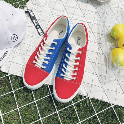 

Fashion shoes breathable wild casual asymmetric stitching canvas shoes student mens shoes