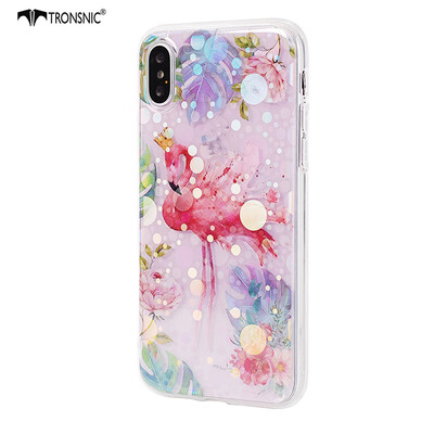

Tronsnic Flamingo Flowers Phone Case for iPhone X  Shiny Laser Soft Cases for Transparent Covers