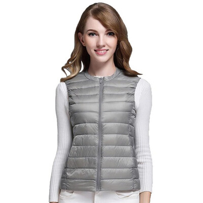 

2018 New Women 90 White Duck Down Vest Womens Ultra Light Duck Down Vest Jacket Autumn Winter Round Collar Sleeveless Coat