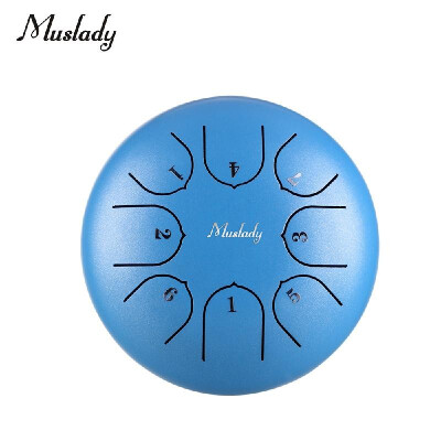 

Muslady 6 Inch Mini Steel Tongue Drum C Key 8 Tones Percussion Instrument Hand Pan Drum with Drum Mallets Carry Bag