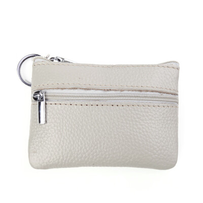 

Genuine Leather Zipper Mini Coin Storage Purse Small Card Key Ring Wallet Change Holder Pouch