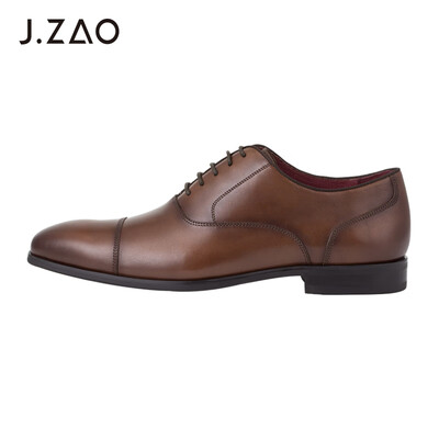 

Beijing Tokyo leather shoes mens three joints business dress shoes England with small square head Italian first layer cowhide handmade rub color brown 41