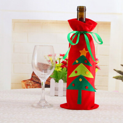 

Christmas Tree Snowman Design Wine Champagne Bottle Cover Red Wine Gift Bags Pretty Merry Christmas Decoration Supplies Xmas Home