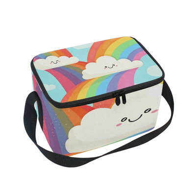

ALAZA Lunch Box Insulated Lunch Bag Large Cooler Rainbow Cloud Tote Bag