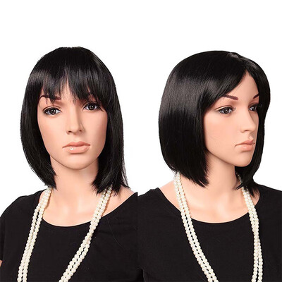 

Short Bob Hair Wigs Straight with Flat Bangs Synthetic Colorful Cosplay Daily Party Wig for Women