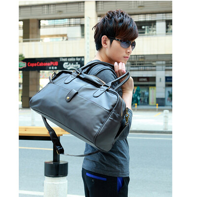 

Korean Fashion Mens Gym Duffle Satchel Travel Shoulder Bag Handbag PU Leather Black