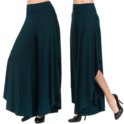 

FITTOO Womens Comfy High Waist Loose Skirt Casual Dress Flowy Layered Cropped Capris Wide Leg Palazzo Trousers