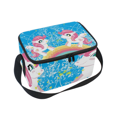 

Lunch Box Insulated Lunch Bag Large Cooler Cute Unicorns And Rainbow Tote Bagfor Kids Men Women