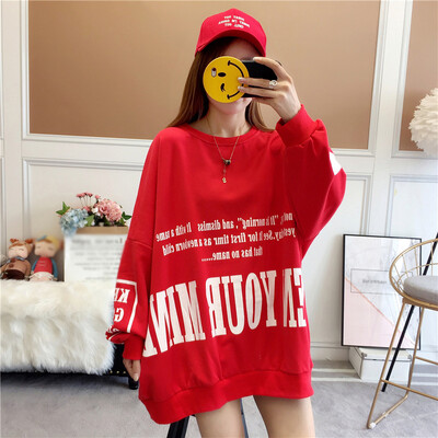 

JOY OF JOY Jingdong womens 2019 spring new loose hooded long sweater female long-sleeved thin coat female tide JWWY191342 red L