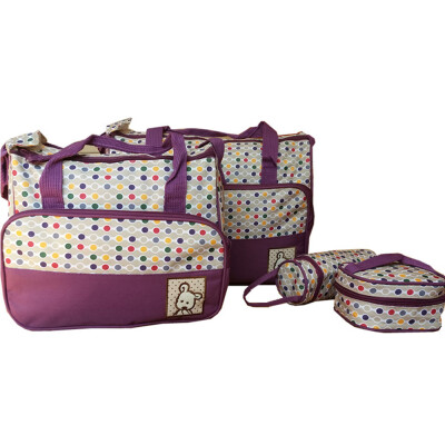 

Diaper Bag 5 pcs Nappy Tote Bag Set Water-proof Large Capacity Travel Handbag Shoulder Bag Include Changing pad Stylish Dotted Uni