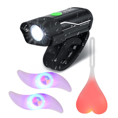 

TOMSHOO LED Bicycle Lights Set 350 Lumens Waterproof USB Rechargeable Bike Headlight with tail&spoke lights