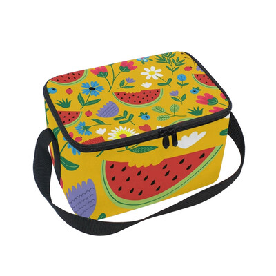 

ALAZA Insulated Lunch Box Watermelon And Flowers Lunch Bag for Men Women Portable Tote Bag Cooler Bag