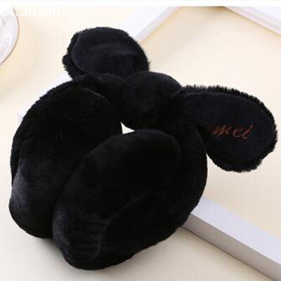 

St Susanna earmuffs earmuffs ladies winter warm ear tweezers Korean students cute fluff ear ear warm ear protection bag S18M6781 black one yard