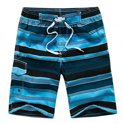 

Mens Quick Dry Surf Casual Stripe Beachwear Board Shorts Swim Trunks with Mesh Lining