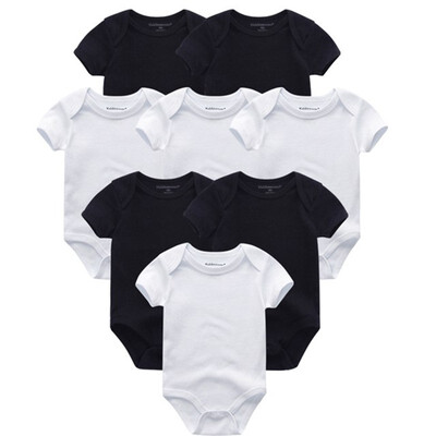 

2019 8PCS Baby Clothes Bebe Cotton Newborn Baby Boy Clothes Unicorn Black White O-Neck Short Sleeve Baby Girl Clothes Babywear