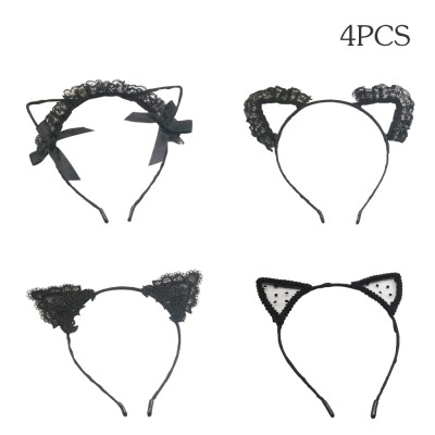 

4pcs Sexy Lace Cat Ears Hair Hoop Fashion Lace Headband Lovely Women Cosplay Headwear Hairband Hair Accessories