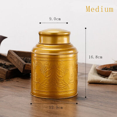 

Golden Stainless Steel Canister Tea Caddy Coffee Herb Container With Double Lids Medium 1000ml