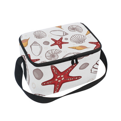 

ALAZA Lunch Box Insulated Ocean Shell Starfish Lunch Bag Large Cooler Tote Bagfor Men Women