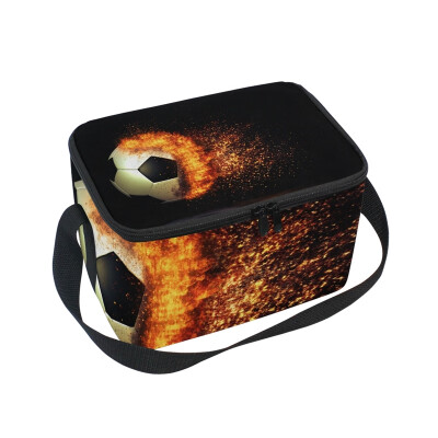 

ALAZA Lunch Box Fire Football Insulated Lunch Bag Large Cooler Tote Bagfor Men Women