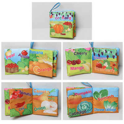 

Bright Color Soft Cloth Book Cartoon Baby Learning Poultry Sea Animals Alphabet Vegetable Person Image Cognition Infant Early Educ
